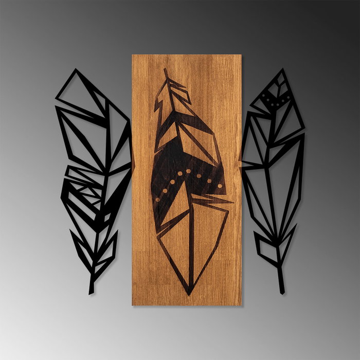 Wallity Leaves 2 Escultura de pared en nogal y negro